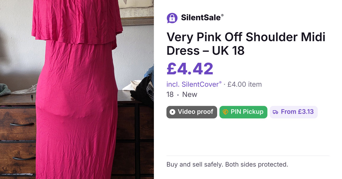 Very Pink Off Shoulder Midi Dress – UK 18