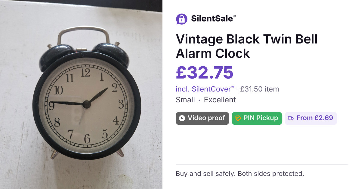 Vintage Black Twin Bell Alarm Clock