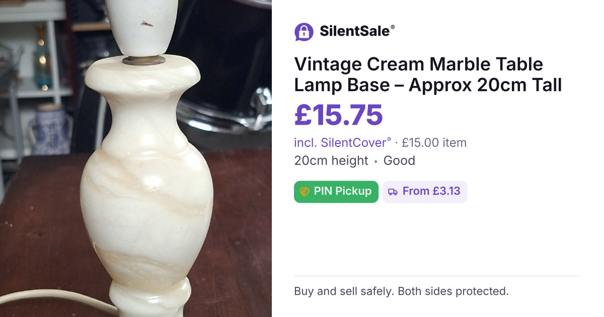 Vintage Cream Marble Table Lamp Base – Approx 20cm Tall