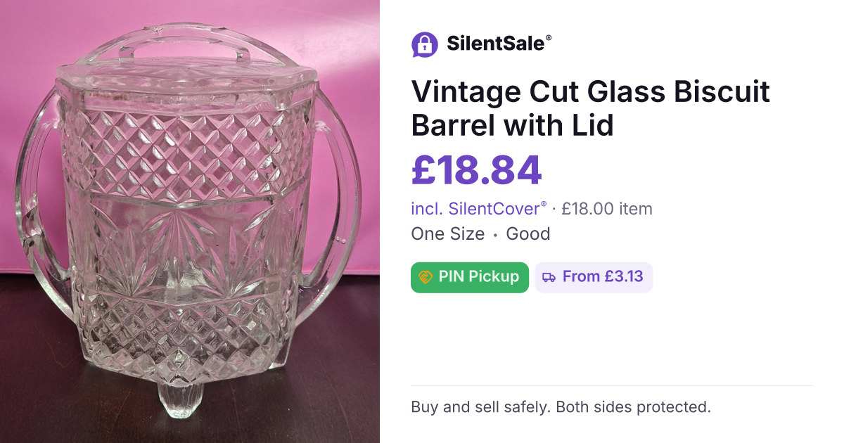 Vintage Cut Glass Biscuit Barrel with Lid