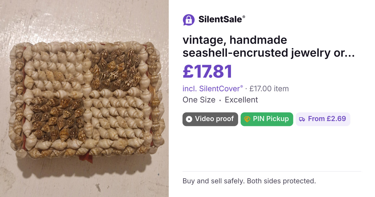 vintage, handmade seashell-encrusted jewelry or trinket box