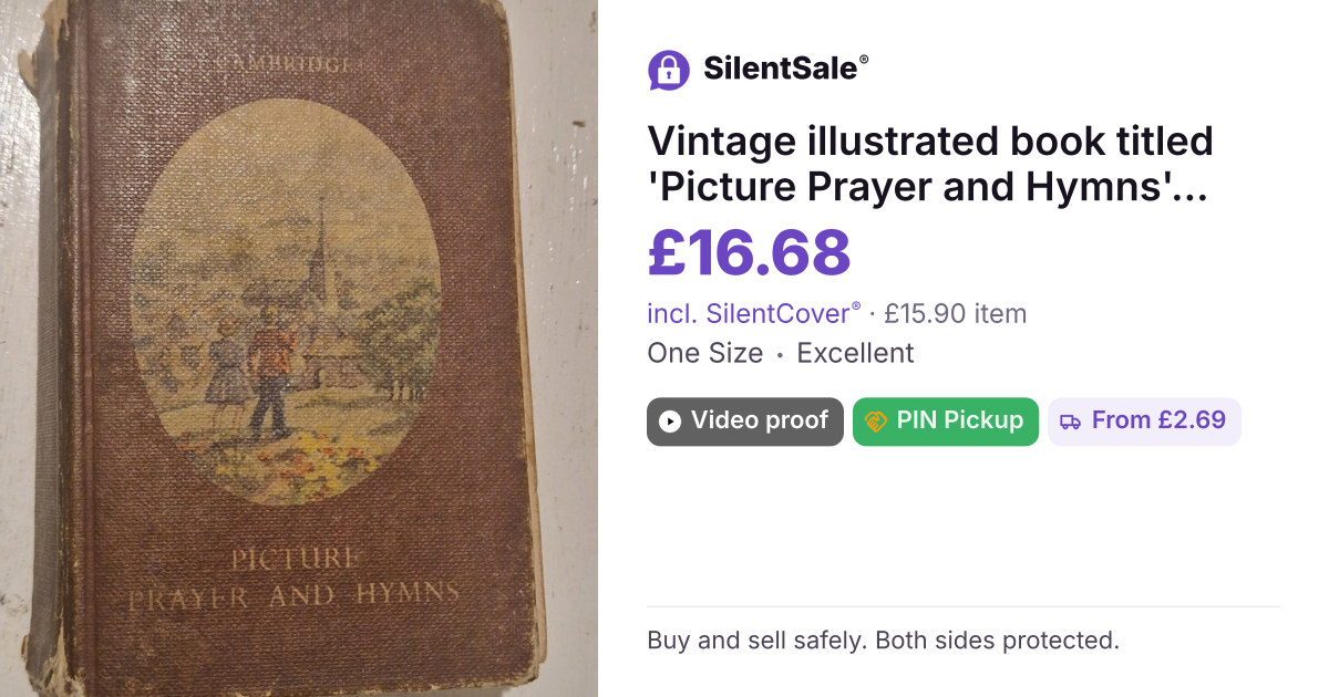 Vintage illustrated book titled 'Picture Prayer and Hymns' published by Cambridge University Press
