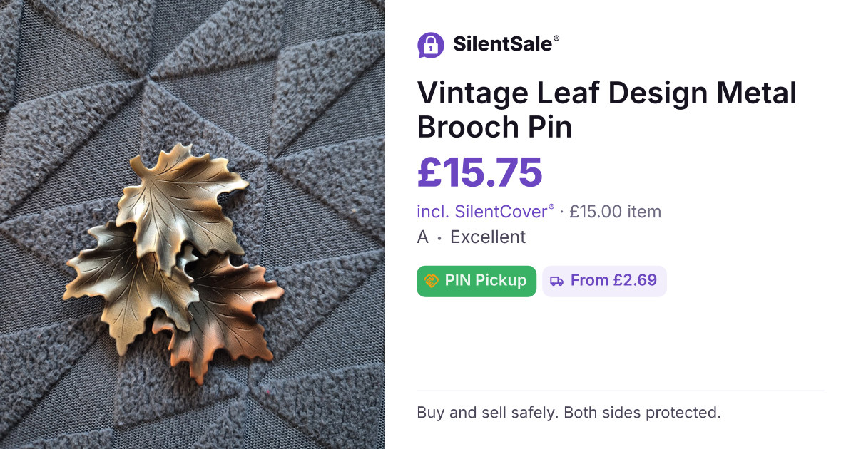 Vintage Leaf Design Metal Brooch Pin