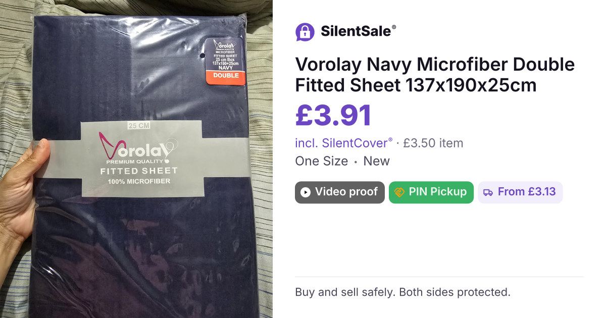 Vorolay Navy Microfiber Double Fitted Sheet 137x190x25cm