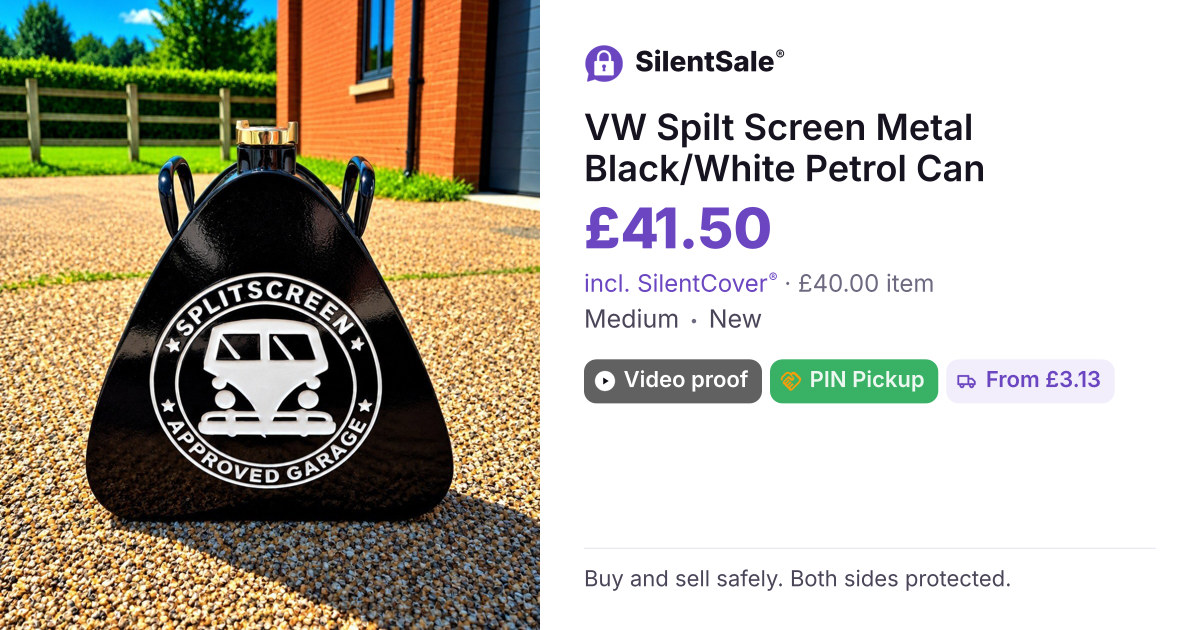 VW Spilt Screen Metal Black/White Petrol Can 