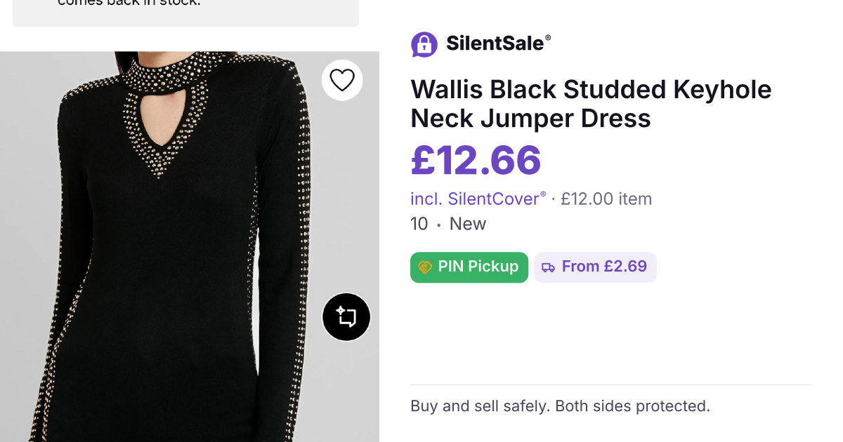 Wallis Black Studded Keyhole Neck Jumper Dress