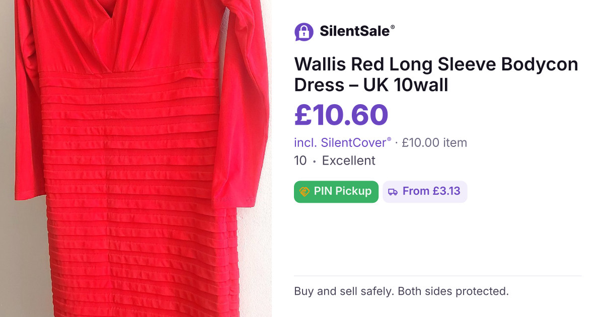Wallis Red Long Sleeve Bodycon Dress – UK 10wall