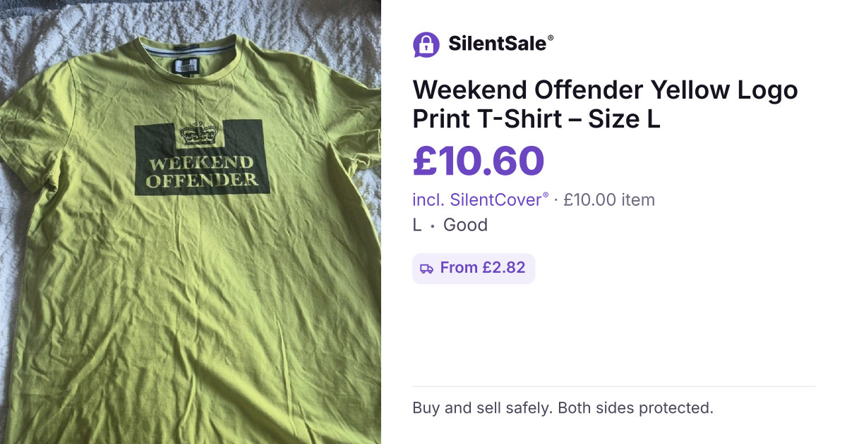 Weekend Offender Yellow Logo Print T-Shirt – Size L