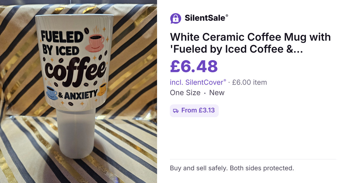 White Ceramic Coffee Mug with 'Fueled by Iced Coffee & Anxiety' Print