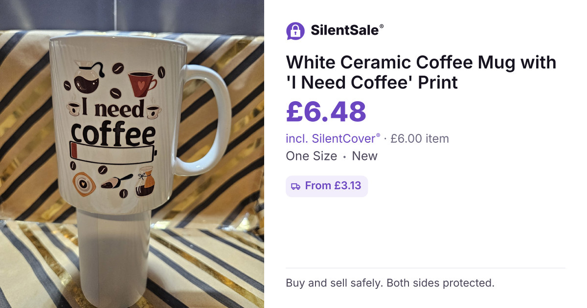 White Ceramic Coffee Mug with 'I Need Coffee' Print