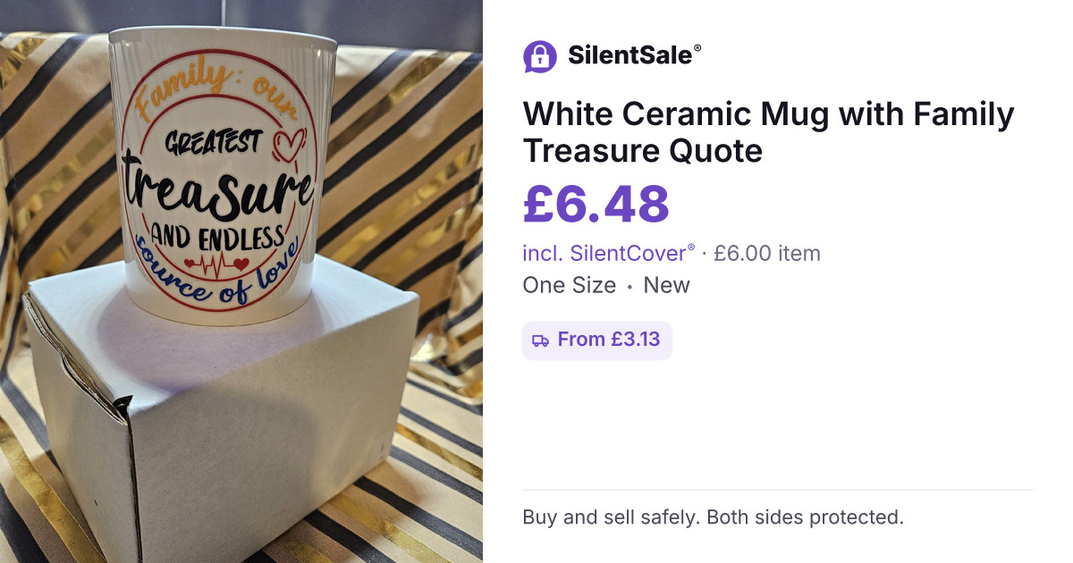 White Ceramic Mug with Family Treasure Quote