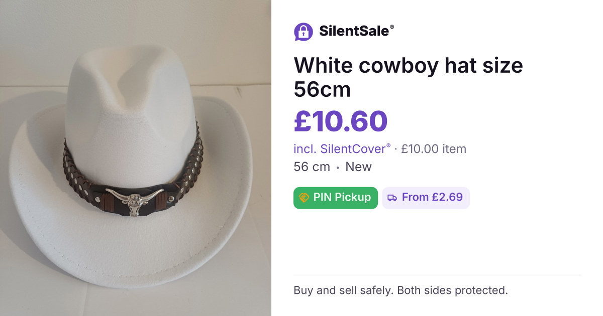 White cowboy hat size 56cm