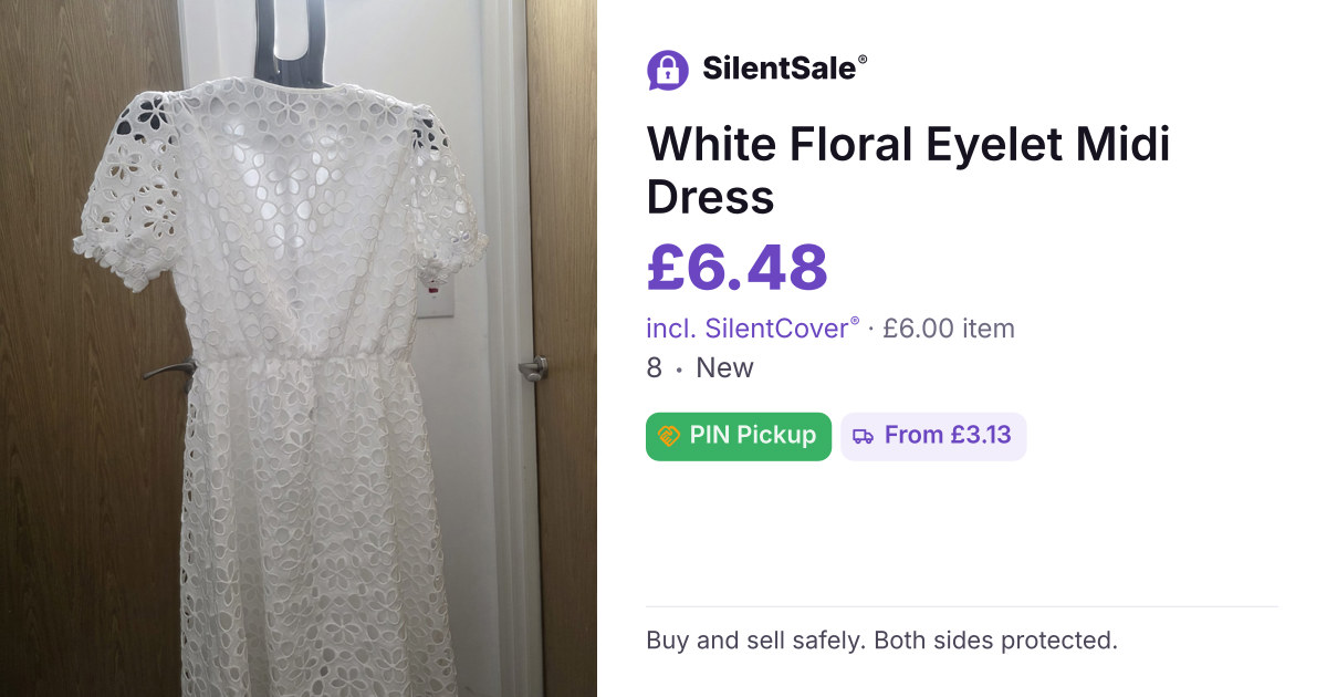 White Floral Eyelet Midi Dress