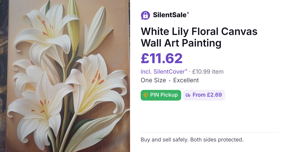 White Lily Floral Canvas Wall Art Painting