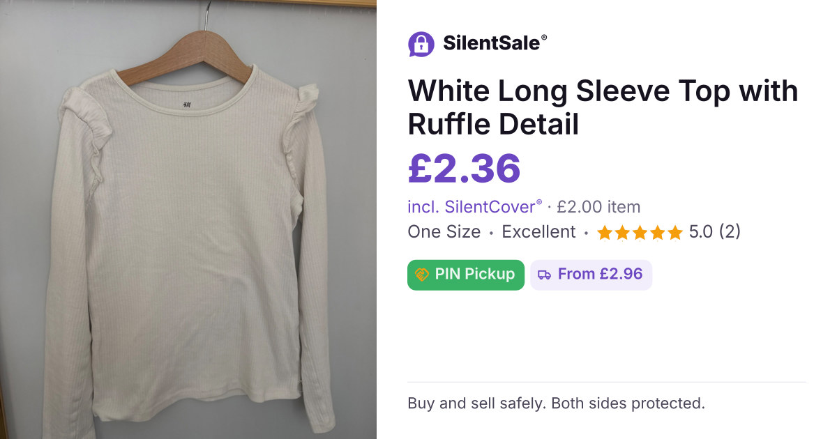 White Long Sleeve Top with Ruffle Detail