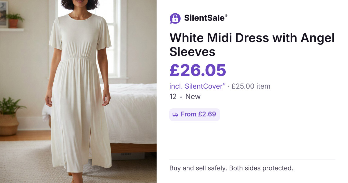 White Midi Dress with Angel Sleeves