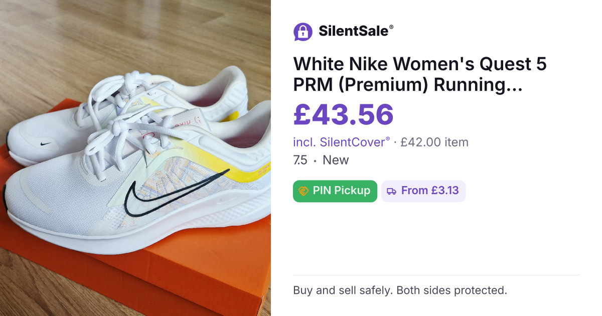 White Nike Women's Quest 5 PRM (Premium) Running Trainers New Size Uk 7.5 EU 42