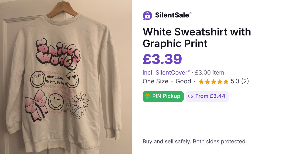 White Sweatshirt with Graphic Print