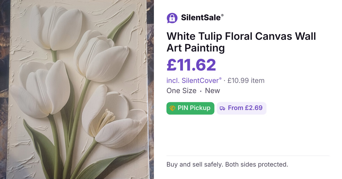White Tulip Floral Canvas Wall Art Painting