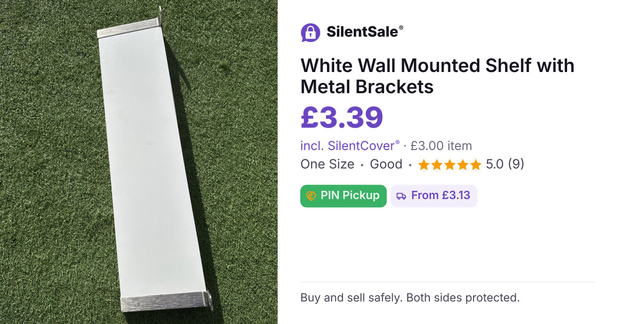 White Wall Mounted Shelf with Metal Brackets