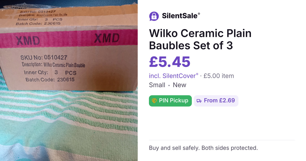 Wilko Ceramic Plain Baubles Set of 3