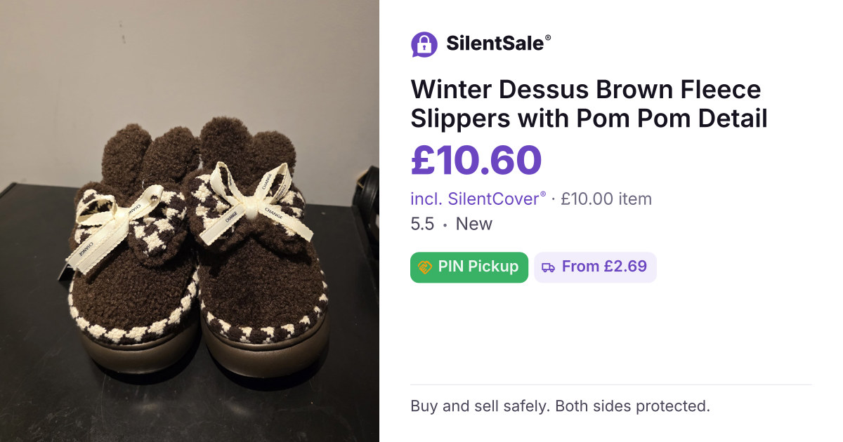 Winter Dessus Brown Fleece Slippers with Pom Pom Detail