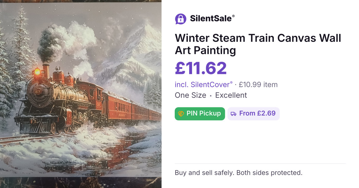 Winter Steam Train Canvas Wall Art Painting