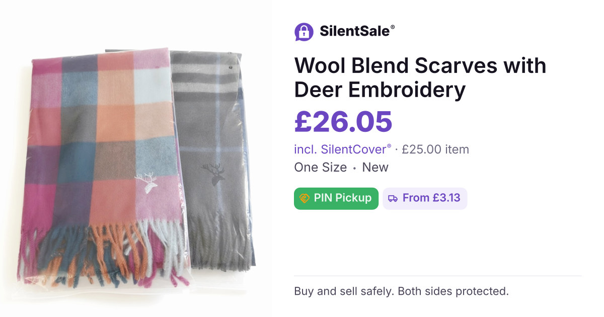 Wool Blend Scarves with Deer Embroidery