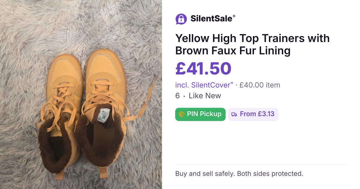 Yellow High Top Trainers with Brown Faux Fur Lining