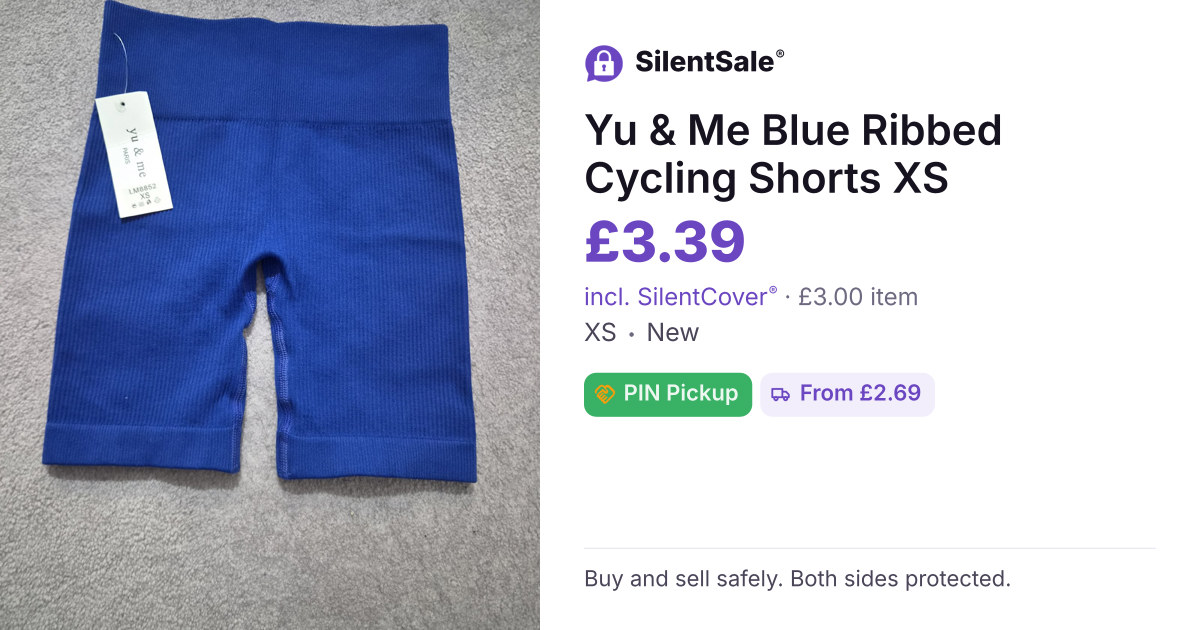 Yu & Me Blue Ribbed Cycling Shorts XS