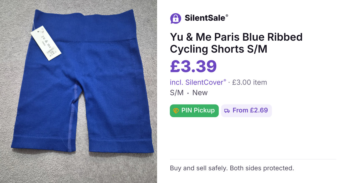 Yu & Me Paris Blue Ribbed Cycling Shorts S/M