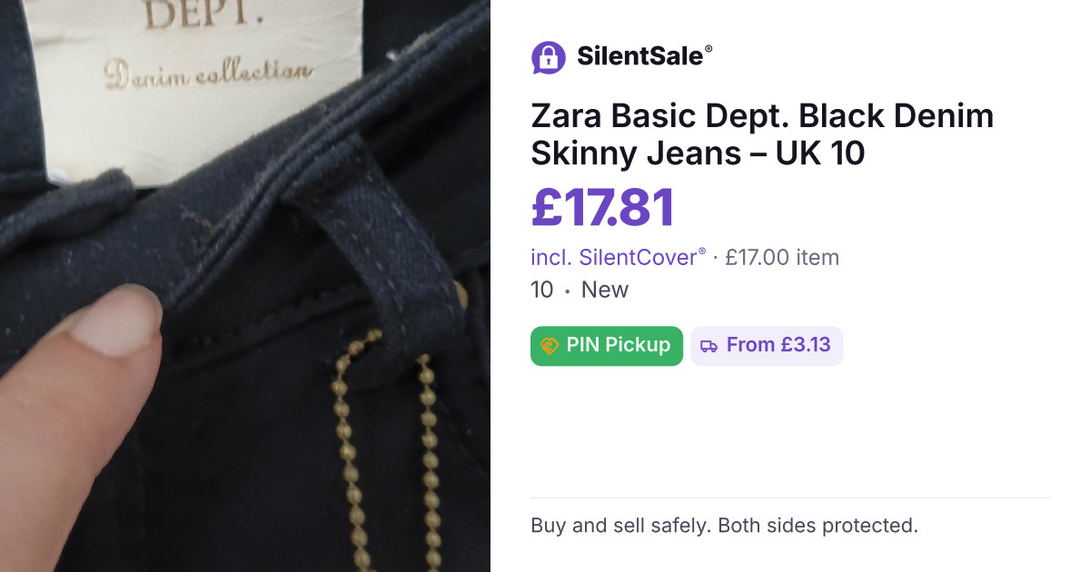 Zara Basic Dept. Black Denim Skinny Jeans – UK 10