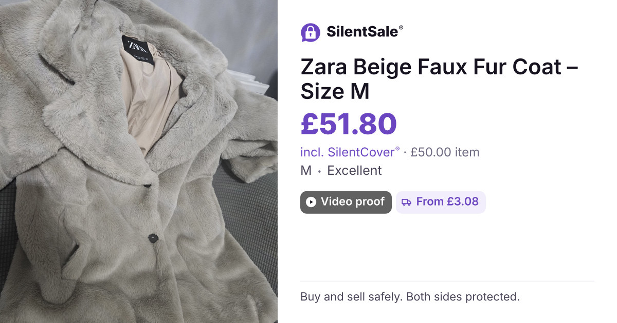 Zara Beige Faux Fur Coat – Size M