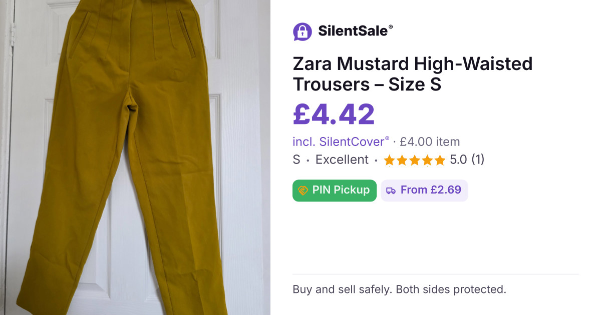 Zara Mustard High-Waisted Trousers – Size S