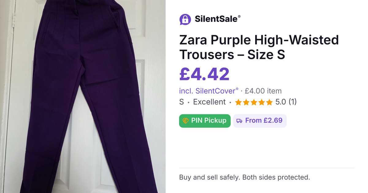 Zara Purple High-Waisted Trousers – Size S