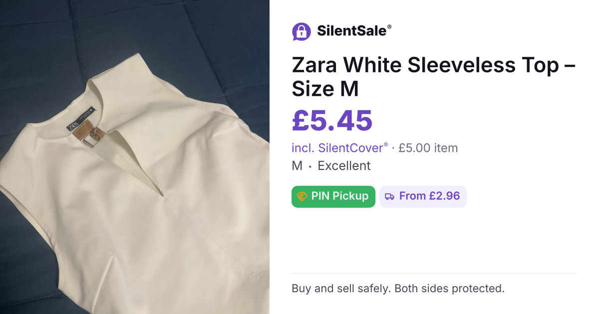 Zara White Sleeveless Top – Size M