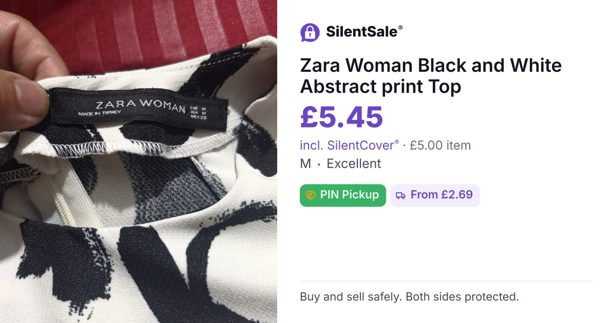 Zara Woman Black and White Abstract print Top 