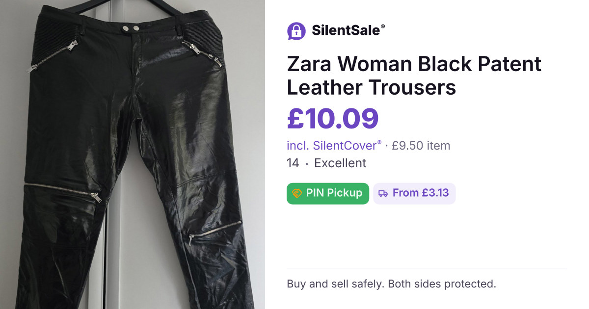 Zara Woman Black Patent Leather Trousers